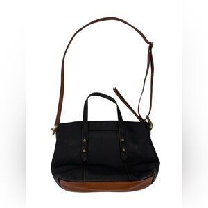 FOSSIL Jenna Tasche Bag Black Brown Leather Tote Crossbody Purse